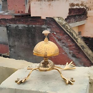 Table Bell – brass Handmade Frog Style Hotel  Table Service Bell – Quirky Animal Hotel Bell – Unique Gift for Home or Office Reception Bell