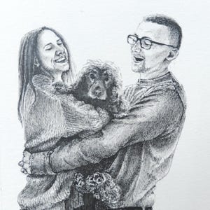 Custom Draw • Owners with Pets Portrait • Ink Illustration • Pensil Pets Portrait • Post Card • Custom Artwork • Custom Drawing • Gift