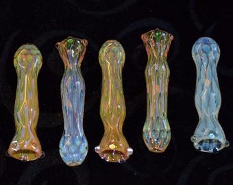 Straight Hitter Bowl Chillum Inside Out Color Changer Bubble Pattern Coloring Art Piece