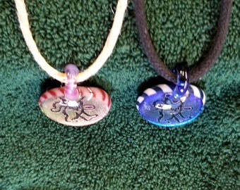 Bear With Foot Up Dichroic Image Pendant Necklace