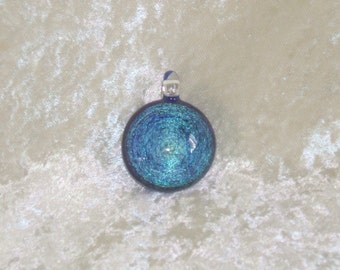 Pendant Dichroic Spindle Blue Green Rainbow by ZU Glass