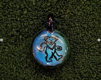 Dead Bear like Dichroic Pendant Image Art Piece Necklace