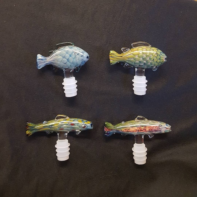 Fish Wine Bottle Stopper Glass Salmon Trout Steelhead Etsy