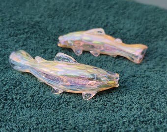 Glass Fish Bowl Opal Band and Fins Style Trout Salmon Hitter