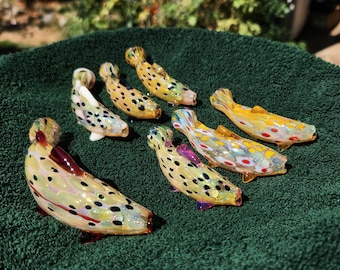 Small Glass Fish Pipe all styles 3.5 inch size Salmon Trout Steelhead Tuna Bass Reef Brown Brook Clown