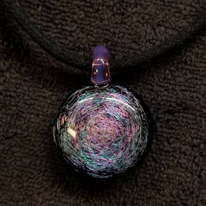 pendant dichroic spindle magenta rainbow pyrex borosilicate lampwork Galaxy marble pendant ZU Glass