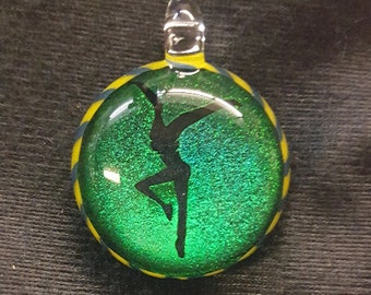 Dave Matthews Band Firedancer art Dichroic Image Pendant Blue or Green