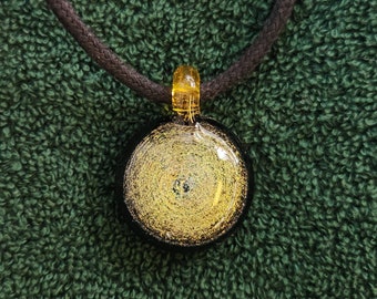 Gold Dichro Spindle Pendant Pyrex necklace piece