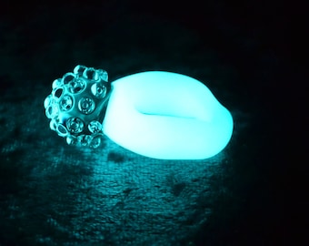 Glow in the Dark Glass Ring Disco Ball with UV Charging Light OR Add Opal inside ball
