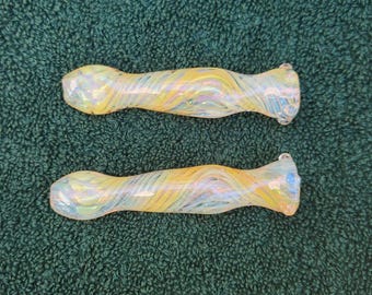 Straight Hitter Bowl with Twist Bubble Pattern Chillum Inside Out Color Changer Art Piece