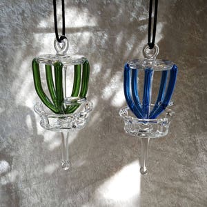 Canasta de golf de vidrio ornamental colgante ZU Glass, de color transparente o transparente para cadenas