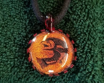 Fish Dichroic Pendant Image Art by Mr. Arden Lee Center Piece Necklace Salmon Steelhead Trout