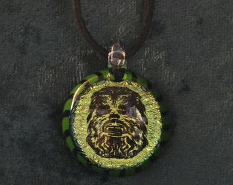 Chubacca Wookie art Dichroic Image Pendant Or send message to special order a pipe Yetti Sasquash Wook