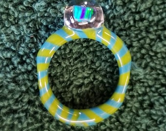 Glass Ring Color Options Twist with Opal in Marble Pyrex ZU Glass Oregon USA