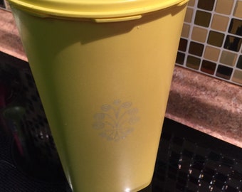 Vintage Tupperware 10” Tall Yellow Canister ~ excellent