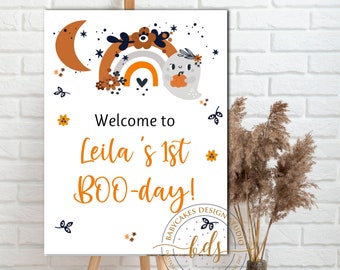 Editable Boho Halloween 1st Birthday Party Welcome Sign, Poster Size, digital, printable