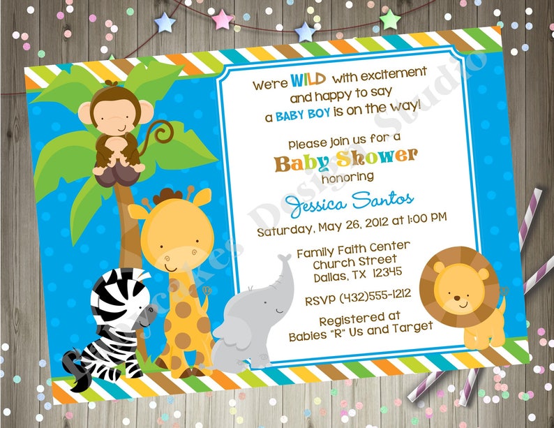 Safari Animals Baby Shower Invitation Jungle Safari Baby Etsy Safari Animals Baby Shower Invitation Jungle Safari Baby Etsy