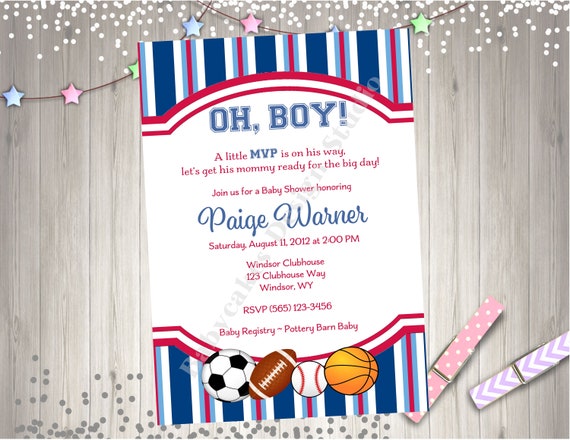 sports theme baby shower invitation invite mvp baby shower sprinkle