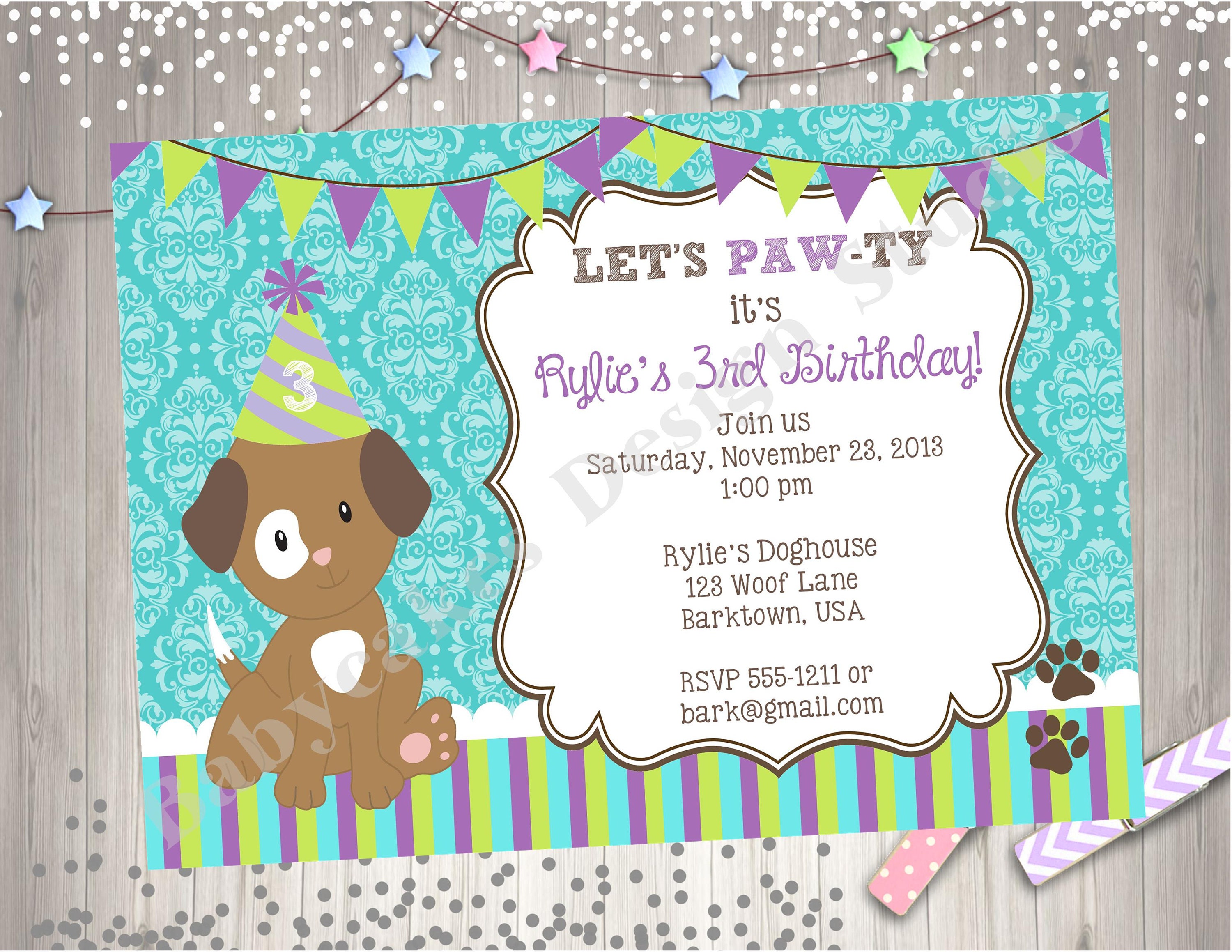 Puppy Pawty Birthday Invitation Invite Puppy Party Printable | Etsy