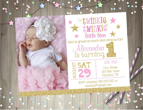 twinkle twinkle little star theme invitation