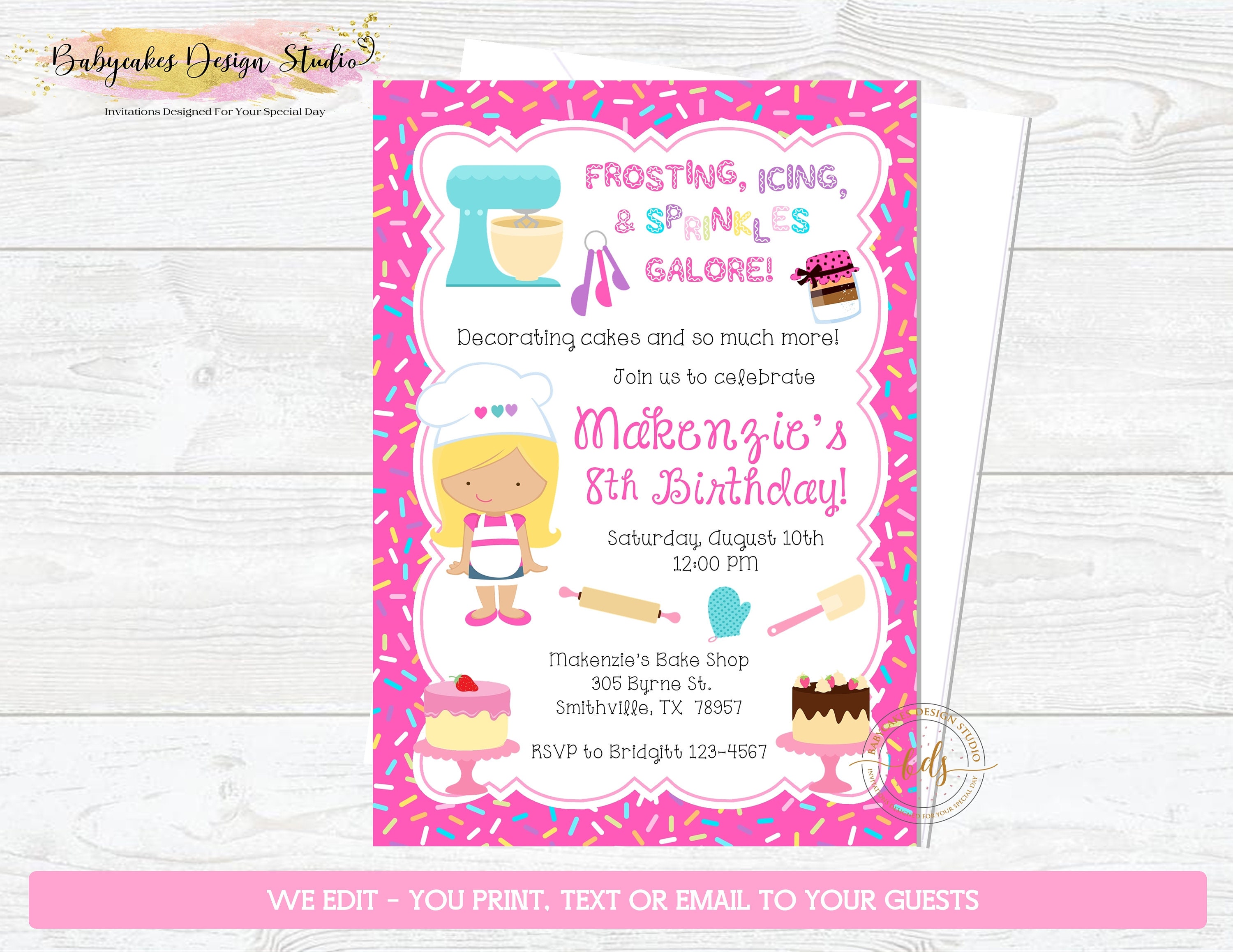 Cake Decorating Party Invitation invite baking party Etsy