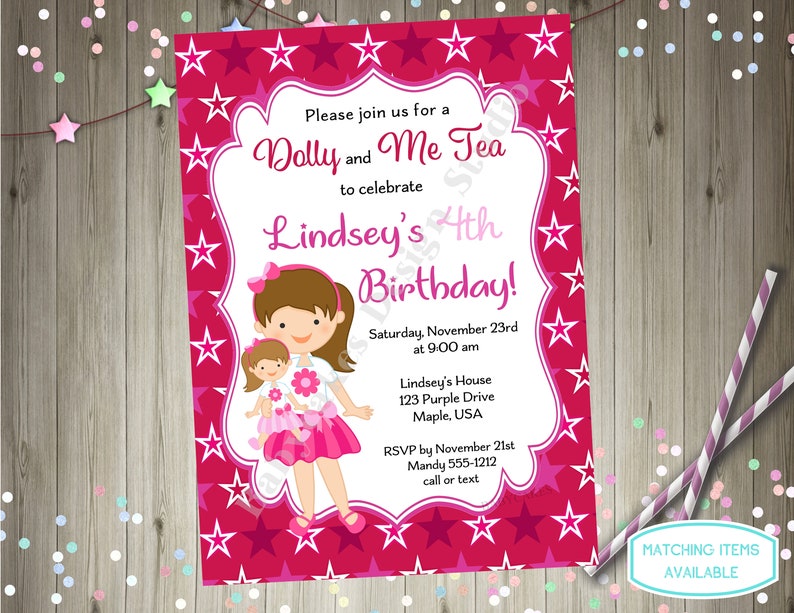 Dolly and Me Birthday Party Invitation american dolly and me Etsy
