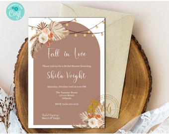 Fall Bridal Shower, Baby Shower, Digital Invitation, Download, Text, Editable