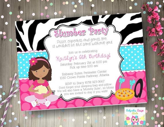 slumber party invitation sleepover birthday party invitation invite print your own birthday party invitations