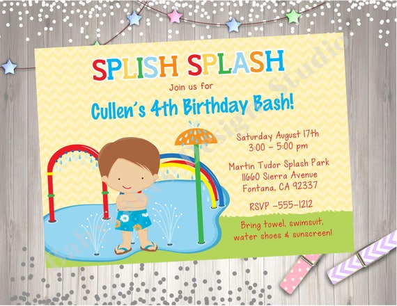 Birthday Party Invitation Summer Water Party Invite Water Party Invite Splish Splash Birthday Bash Set of 20