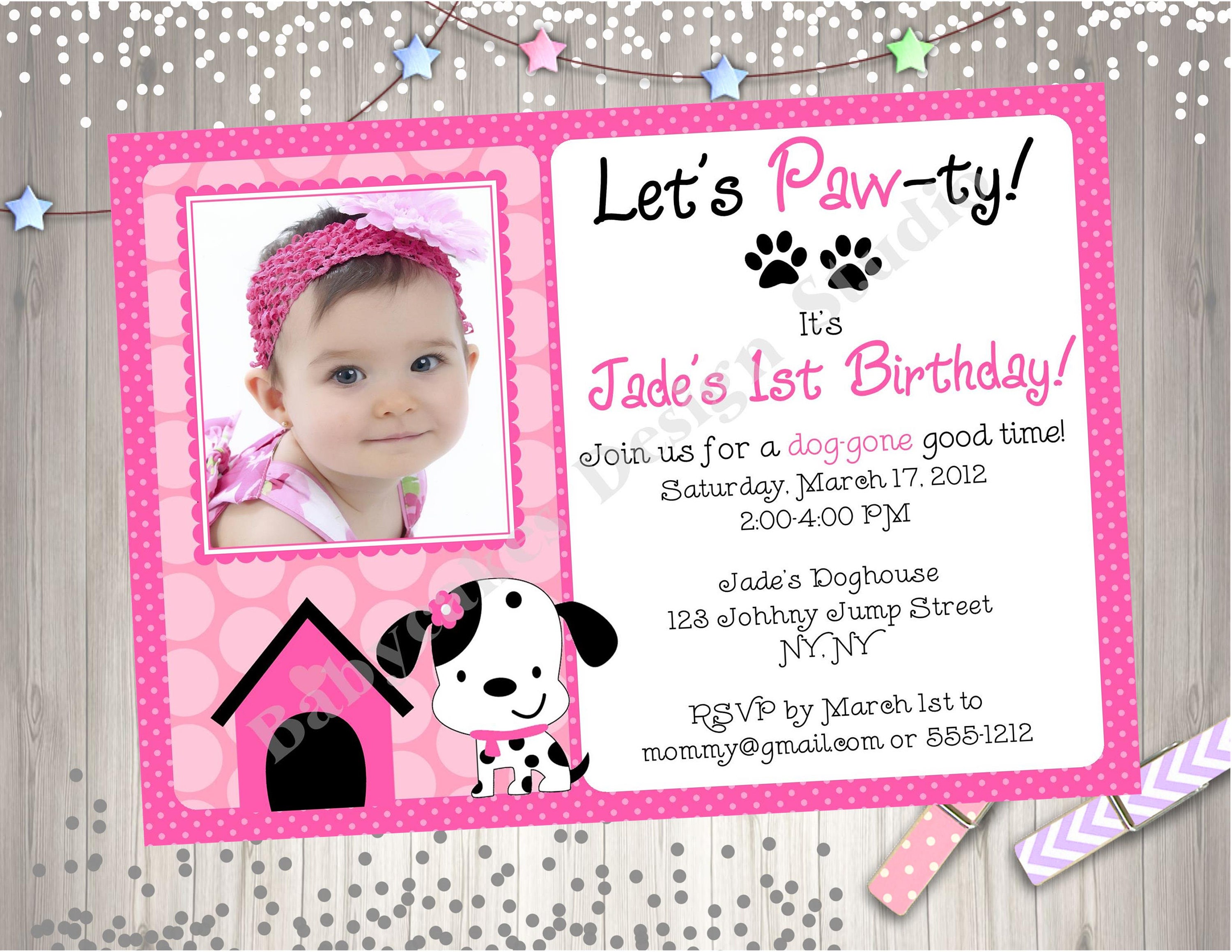 Puppy Party Birthday Invitation Invite Photo Picture