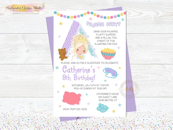 Sleepover Pajama Party Invitation, Invite, Slumber Party Il_570xn