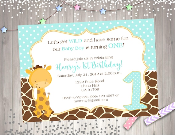 wild one 1st birthday party invitation invite giraffe birthday etsy