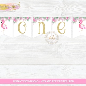 Instant Download Flamingo High Chair Banner, digital download, printable