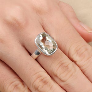Green Amethyst Ring: Handmade 925 Sterling Silver Unisex Band