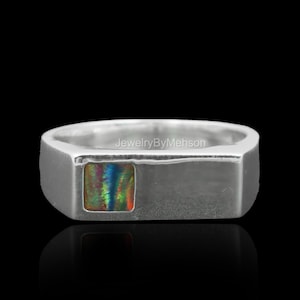 Zegelring zwart vuuropaal, sterlingzilveren herenring, cadeau voor vader