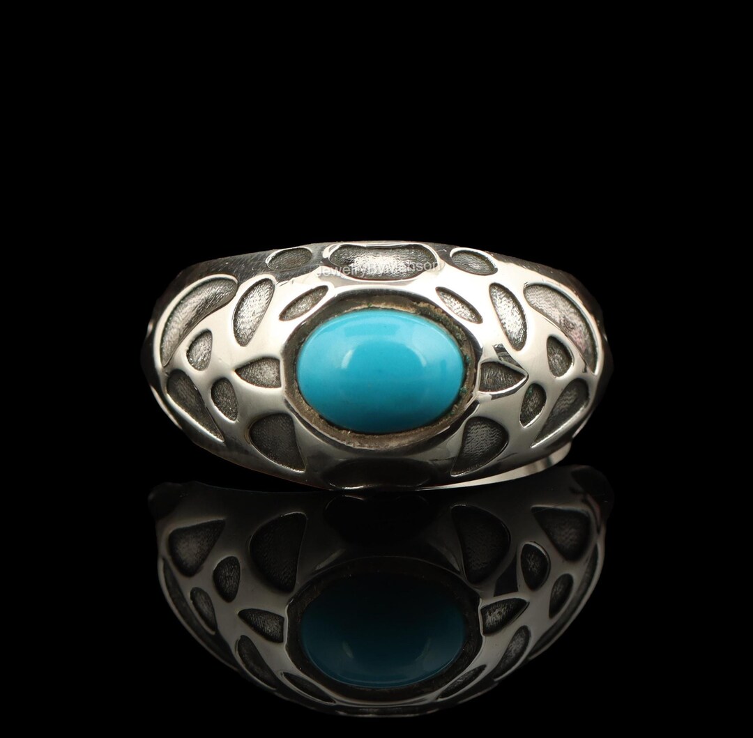 Men’s Sleeping Beauty Turquoise Ring | Sterling Silver Wide Band ...