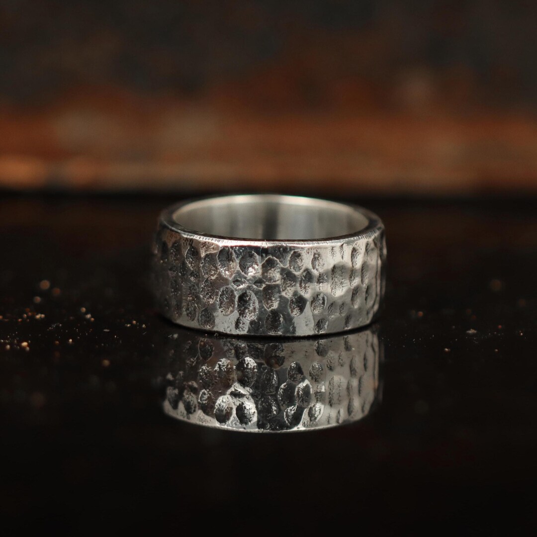 Hammered Sterling Silver Band Ring: Chunky Bohemian Thumb Ring - Etsy