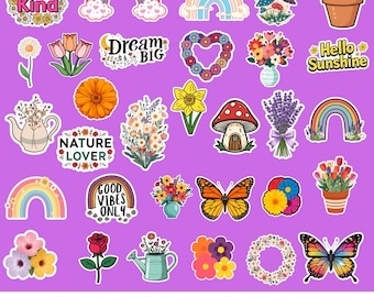 Florale Inspiration Aufkleber PNG, Boho Regenbogen Cricut Printables, Motivationsaufkleber Design, Print & Cut, digitaler Download, SVG, Designs