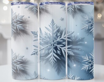 Winter Wunderland Becher Dekoration Blau Schneeflocke Design Frostig Blau Tumbler Wrap PNG Instant Download Chilly Schneeflocke Tumbler Sleeves
