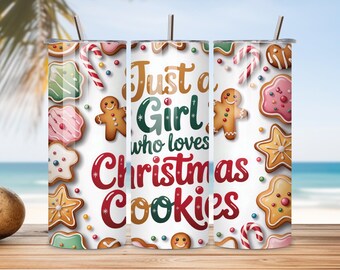 Weihnachtskekse Tumbler Wrap PNG | Lebkuchen Keks nahtloses Design | Urlaub Backen Tumbler Art | Festliche 20 Unzen Skinny Sublimation