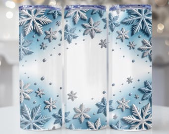 Schneeflocke Tumbler Wrap PNG, Winter Ombre Design (digitaler Download)