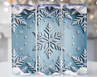 Winter Tumbler Wrap 20 Unzen PNG, Schneeflocken Design, Winter Sublimation Download, Weihnachtsbaum, Winterlandschaft Tumbler Wrap, Ombre Design