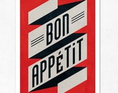 Bon appetit (red, black) Large illustration print 11.70 x 16.50 (A3). (Special SPRING offer: Get a poster for free)