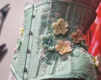 26” Mint Floral Beaded Underbust