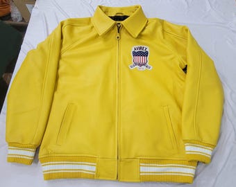 Men's Avirex leather jacket Vintage Bomber Pilot Genuine Cowhide Flight coat