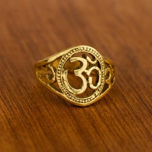 Handmade Brass Om Ring, Meditation Ring, Religious Ring,Spiritual Hindu Ring for Men & Women, Yoga Ring,  Designer Ring, Statement Ring