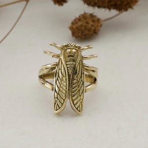 Brass Cicada Ring, Insect Jewelry, Handmade Bug Ring, Gothic Ring, Nature Inspired Ring, Cicada Large Ring, Unique Gift, Statement Ring
