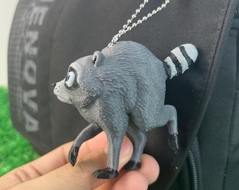 Jimothy the Raccoon Keychain | Short Spine Viral Seattle Raccoon Meme Charm | Internet Famous Trash Panda Gift for Raccoon Lovers