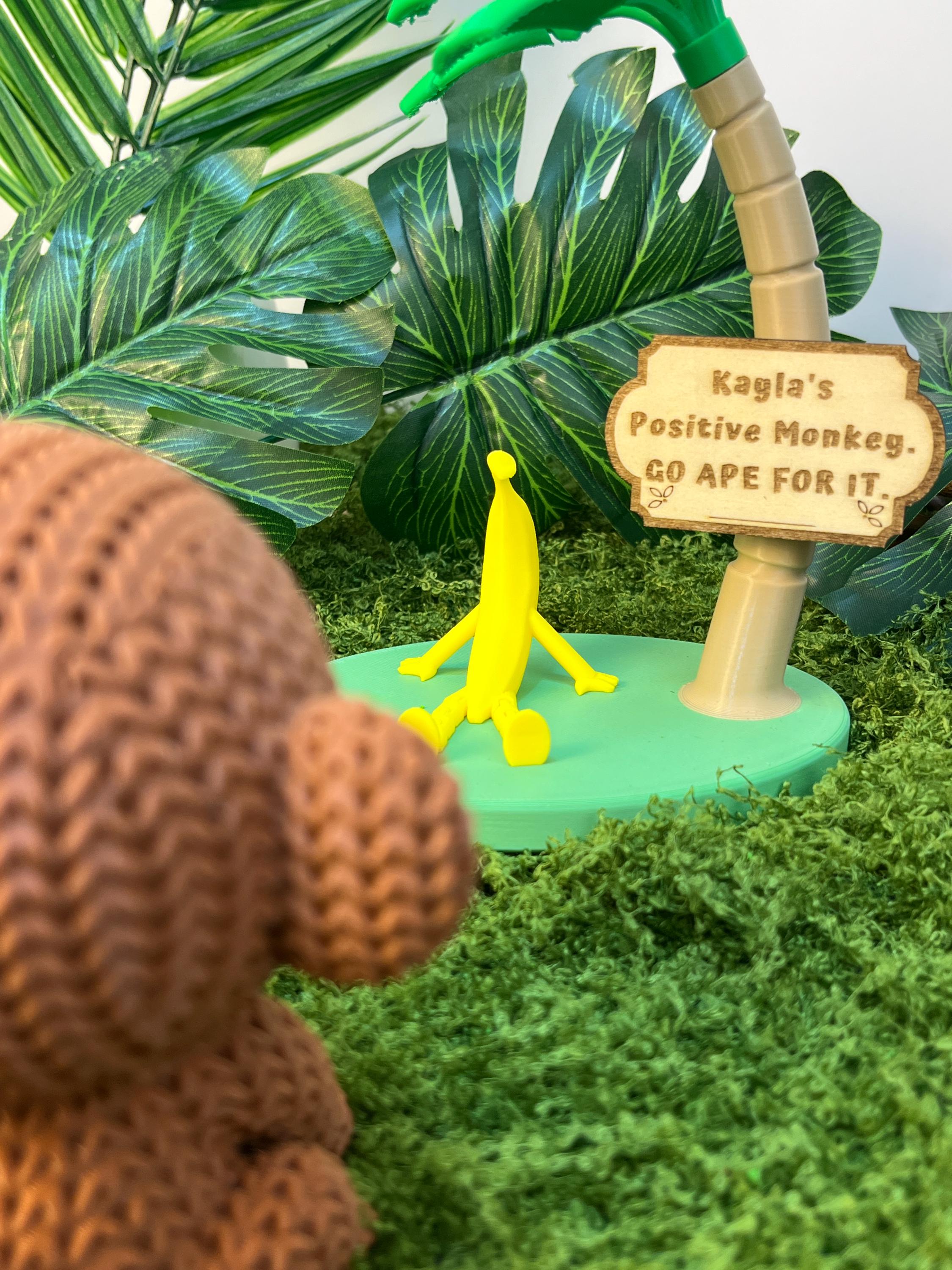 Emotional Support Monkey Desk Buddy | Banana Companion Set With Custom ...