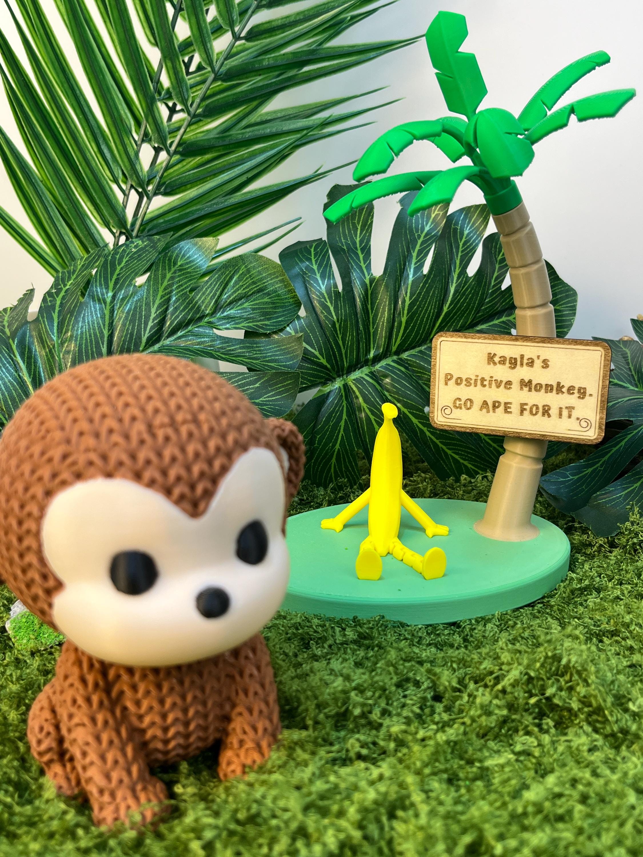 Emotional Support Monkey Desk Buddy | Banana Companion Set With Custom ...